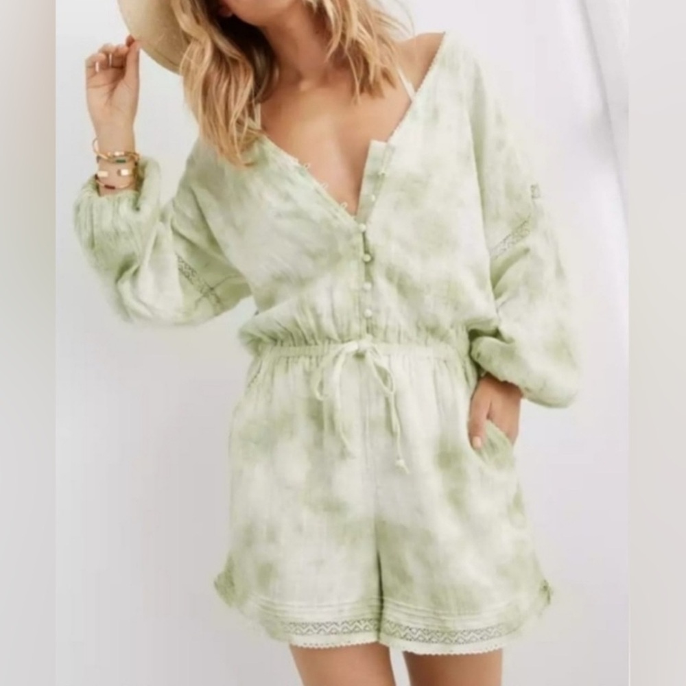 Aerie Green Tie Dye Romper - Size XL